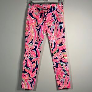 Lilly Pulitzer Kelly Textured Skinny Ankle Pant size 0 in Bananas Flambé